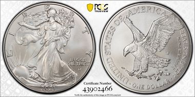 2021-W $1 Burnished Silver Eagle-Type 2 First Strike SP70