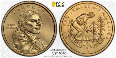 2009-D $1 Weak Edge Lettering Native American - Position A MS65