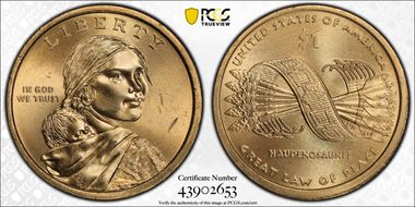 2010-P $1 Weak Edge Lettering Native American - Position B MS65