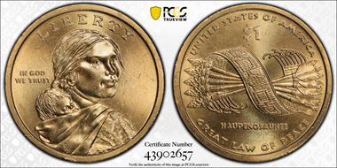 2010-P $1 Weak Edge Lettering Native American - Position B MS66