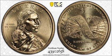2010-P $1 Weak Edge Lettering Native American - Position A MS66