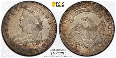 1824 50C Over Various Dates XF45