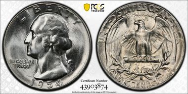 1954-S 25C MS65