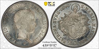 1848-B 20 Kr KM-422  Ag MS62