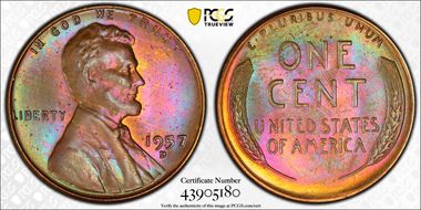 1957-D 1C MS65BN