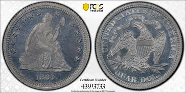 1863 25C J-337 PR65+