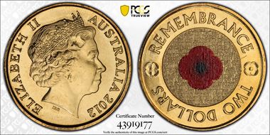 2012 $2 Remembrance Day Colorized MS66