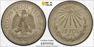 1920-M Peso KM-455  Ag N1