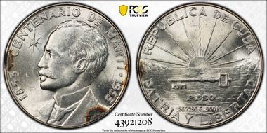 1953 Peso Jose Marti KM-29  Ag MS63+