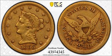 1855-D $2.50 VF20