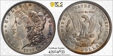 1885 $1 VAM 22 Dash AU58