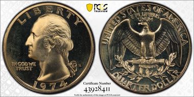 1974-S 25C PR68