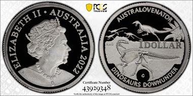2022-C $1 Australovenator Ag Dinosaurs Downunder PR69DCAM