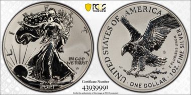 2021-S $1 Silver Eagle Rev PR - Type 2 Designer Edition PR68