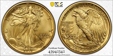 2016-W 50C 100th Anniversary Gold SP69