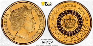 2013 $2 Coronation Colorized MS64