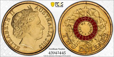 2015 $2 Lest We Forget Colorized MS66