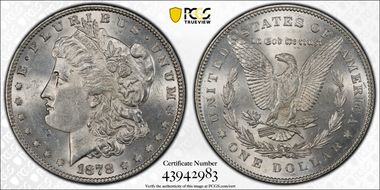 1878 7TF $1 VAM 187, Doubled R AU58