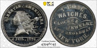 (1876) Token NY-NY 740 White Metal T. Hoag MS64