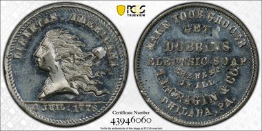 (1876) Token Pa-Ph 883 White Metal I.L. Cragin & Co. MS62