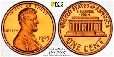 1969-S 1C PR67CAM