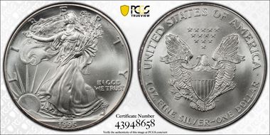 1995 $1 Silver Eagle MS69