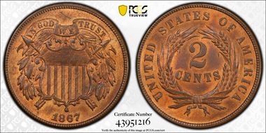 1867 2C MS64RB