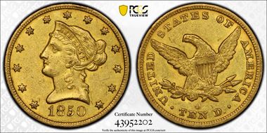 1850-O $10 AU58