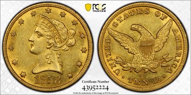 1858-O $10 MS62