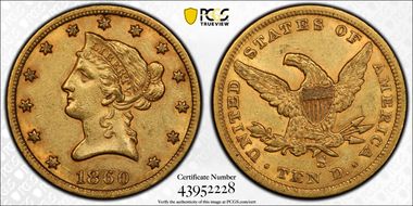 1860-S $10 AU55+