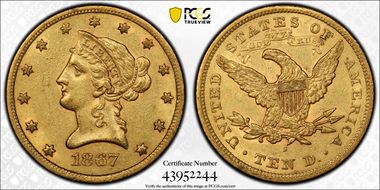 1867-S $10 AU58
