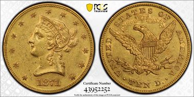 1871 $10 AU55
