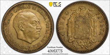 1947 Peseta (1954) MS64