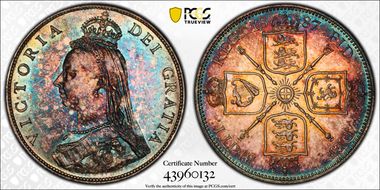 1887 Florin S-3925 Jubilee Head MS65