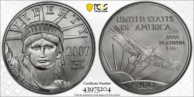 2007 $100 Statue of Liberty MS70
