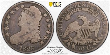 1828 50C Square 2, Small 8s, Lg. Letters G6