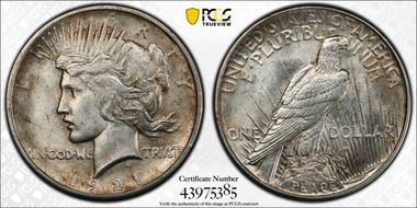 1921 $1 High Relief, Peace MS62