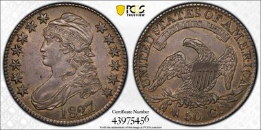 1827 50C Square Base 2 AU58