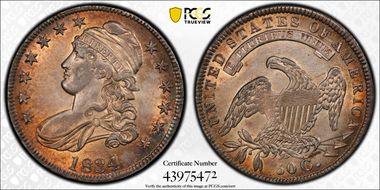 1834 50C Large Date, Small Letters MS63