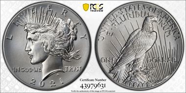 2021 $1 Peace Dollar 100th Anniversary First Strike MS70