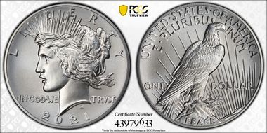 2021 $1 Peace Dollar 100th Anniversary First Strike MS70
