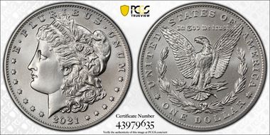 2021 $1 Morgan Dollar 100th Anniversary First Strike MS70