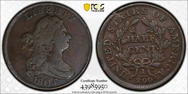 1805 1/2C Large 5, Stems VF20BN