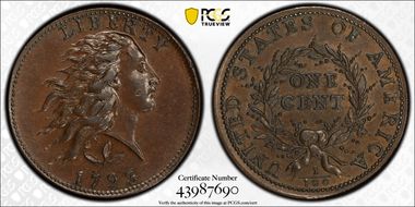 1793 1C Wreath, S-5 MS62BN