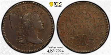 1795 1C S-76a Lettered Edge AU50BN