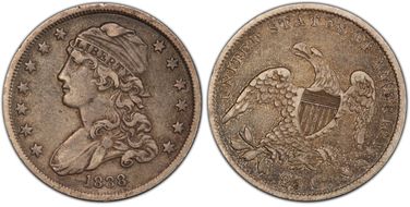 1838 25C Capped Bust VF35