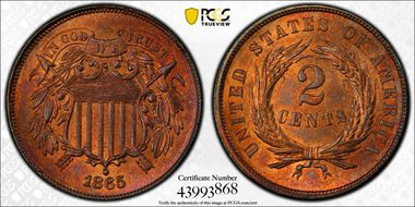 1865 2C Fancy 5 MS65RD