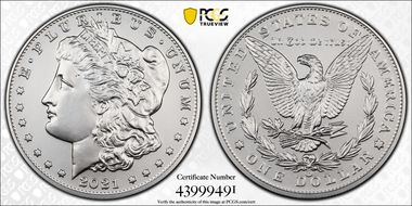 2021-CC Privy $1 Morgan Dollar 100th Anniversary MS70