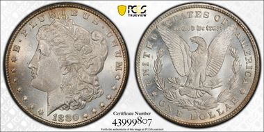 1880-CC $1 VAM 6, 8/7, Low 7 MS63