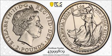 2014 £2 S-BF2F Britannia Mule w/Lunar Obv MS66